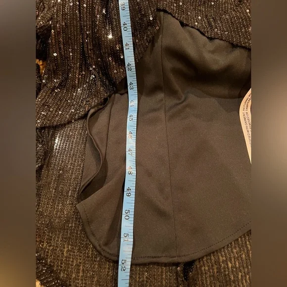 Ieena for Mac Duggal Black Sequin Knotted Long Sleeve Midi Dress Size 6 NWT - Picture 8 of 12